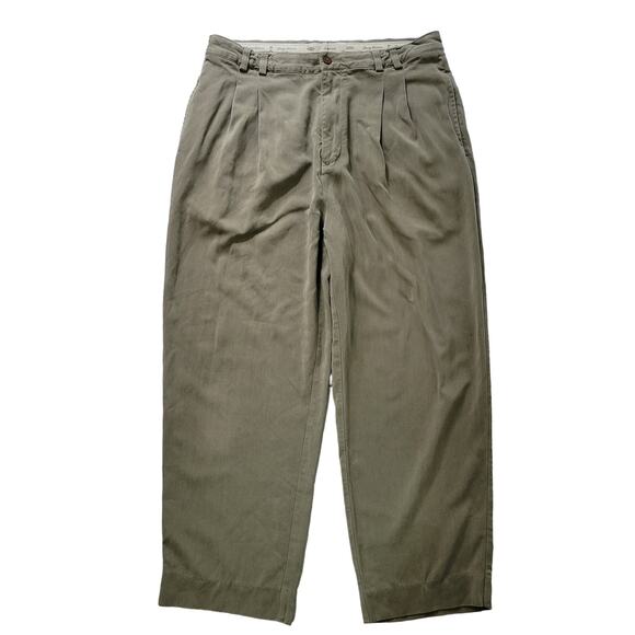 Tommy Bahama Size 36 100% Silk Tan Dress Pants Straight Leg Khaki Professional - Picture 1 of 9